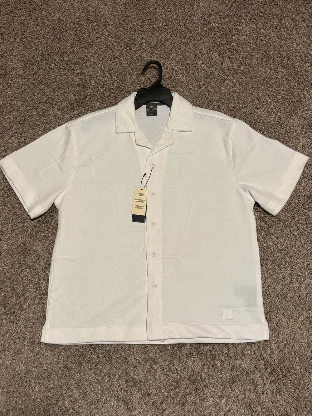 Saints Studio Men's 2-Piece Short Sleeve Camp Collar Shirt and Shorts Set